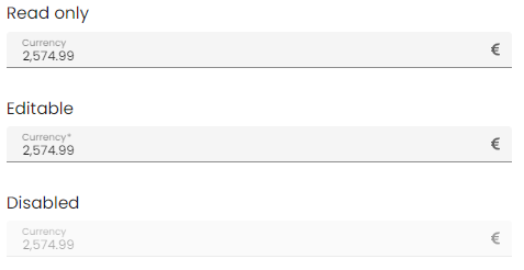 Currency input component