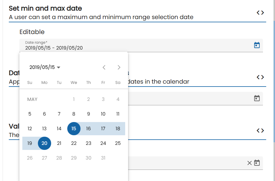 Validation min and max in date range