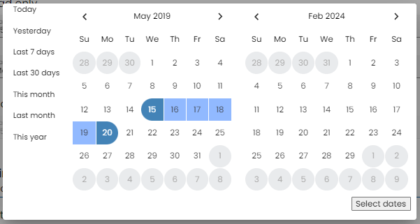 Touch UI in date range