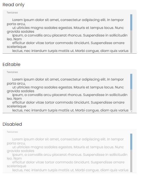 Textarea input component