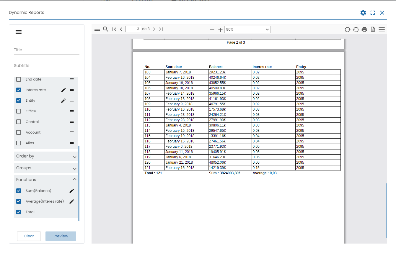 Report on-demand aggregate functions example 