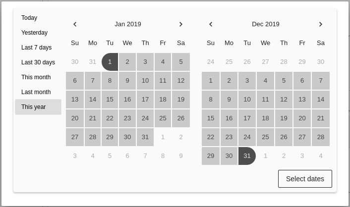 Touch UI in date range