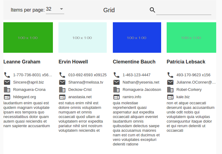 Grid page size