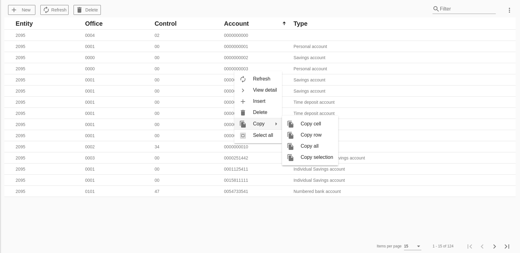 Table contextual by default 