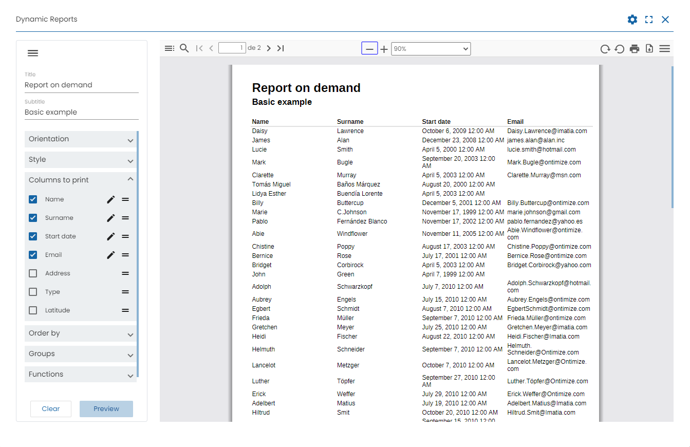 Report on-demand example 